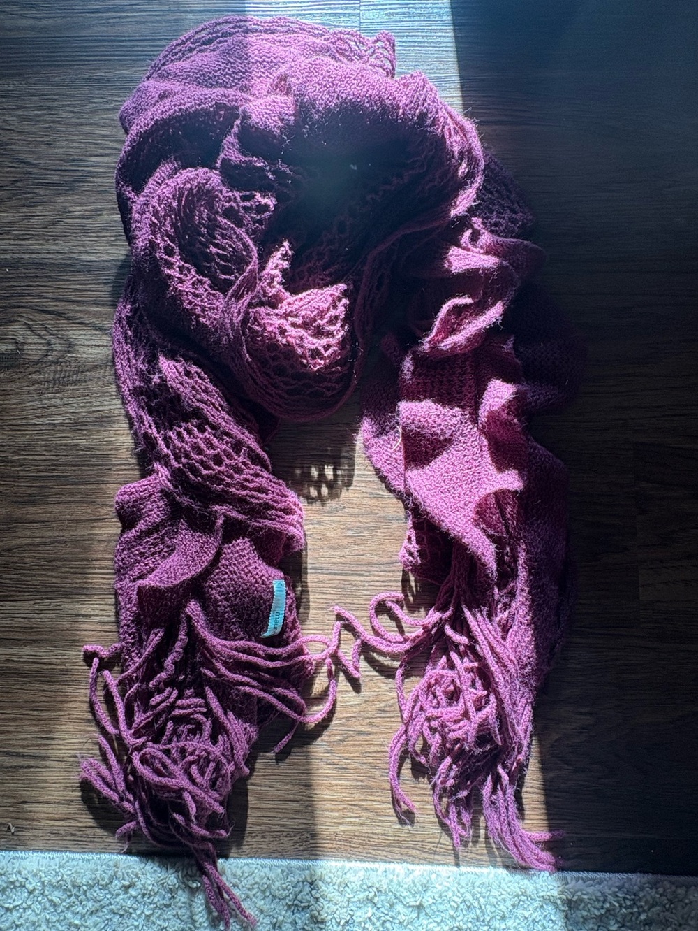 Maurices Plum Knit Fringe Scarf